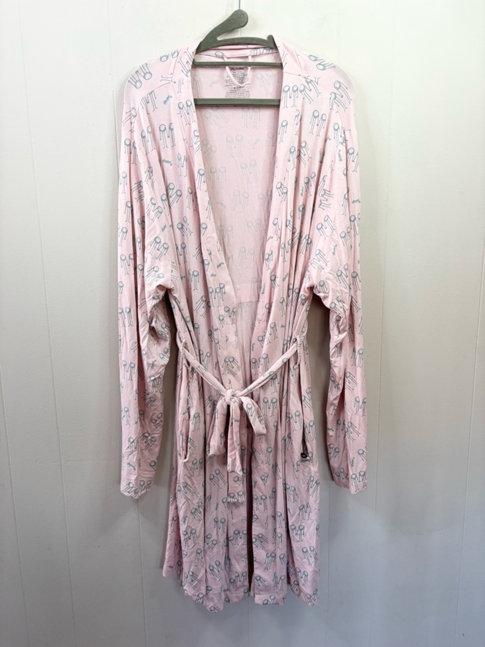 Meundies soft long bathrobe sleep size 3XL-4XL pink novelty print modal